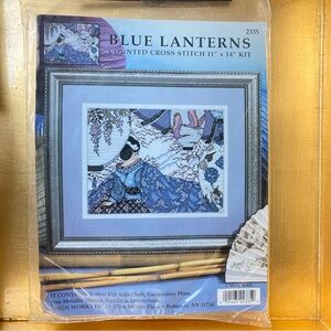 Cross Stitch ”Blue Lanterns” Kit. By Design WorksInc.